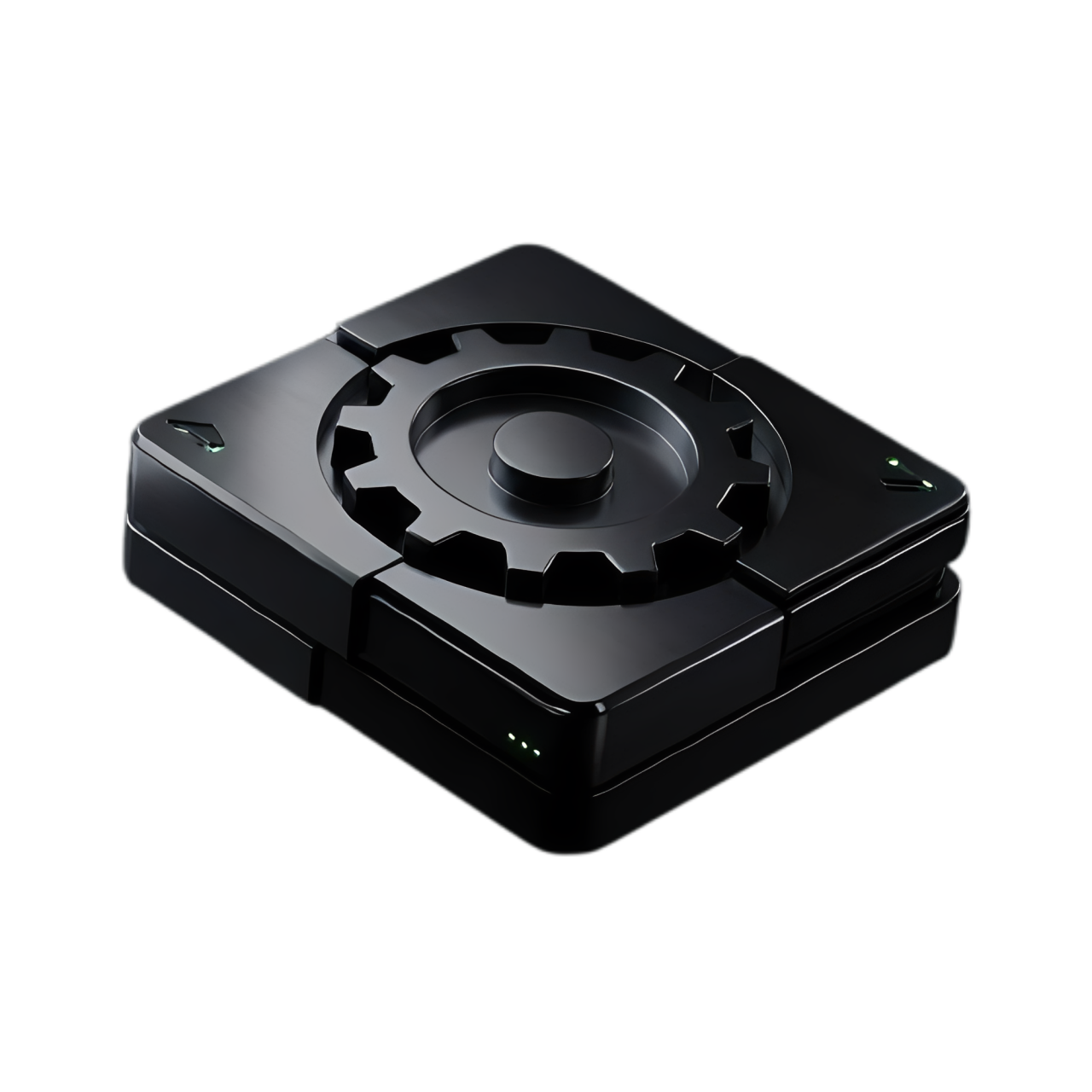 Sleek black automation hardware device with turbine dial